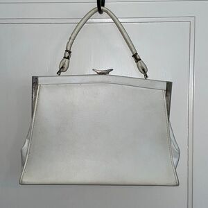 Vtg 60s white vinyl arm bag/purse‎